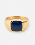 Gold Square Ring with Blue Stone featuring Christian Jewelry design from Elevated Faith