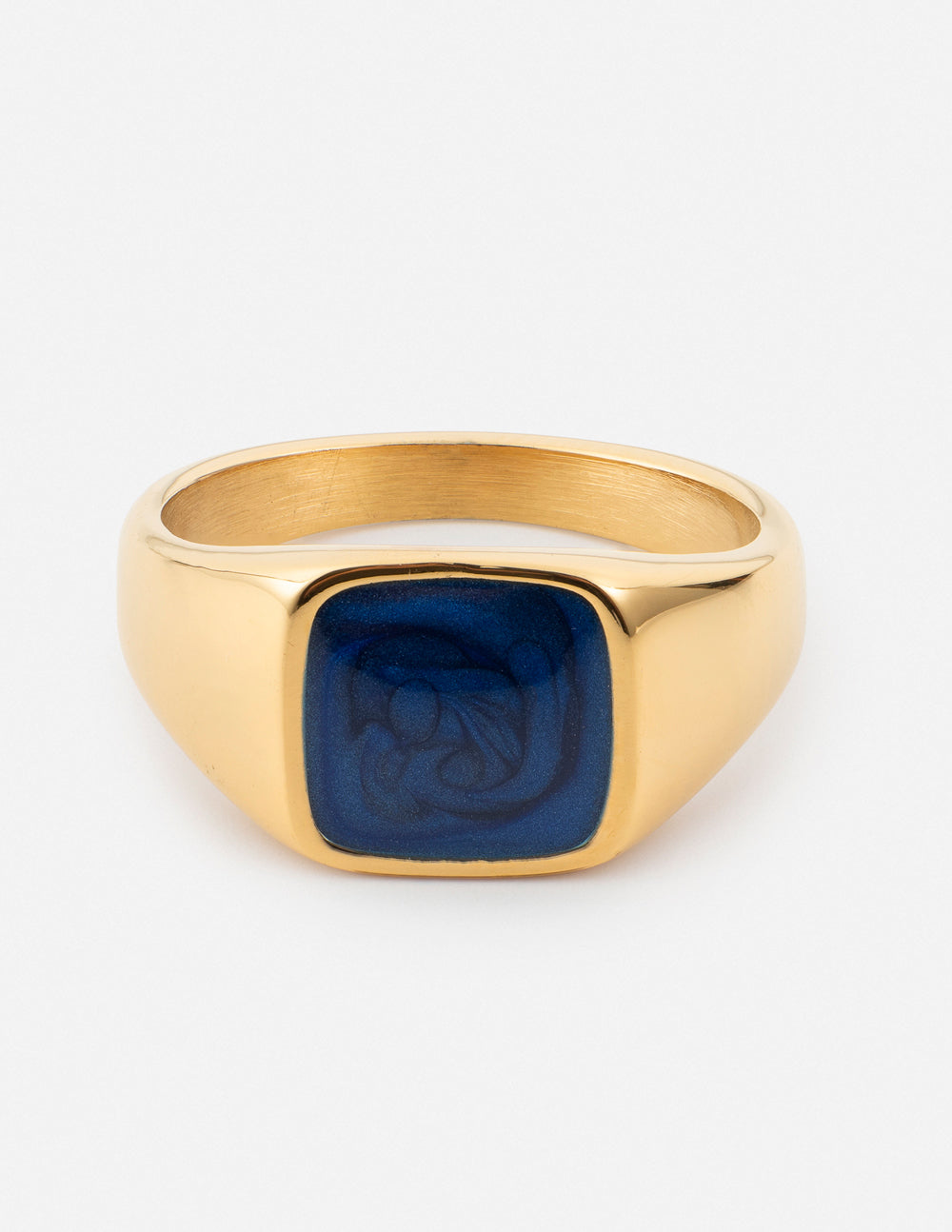 Gold Square Ring with Blue Stone featuring Christian Jewelry design from Elevated Faith