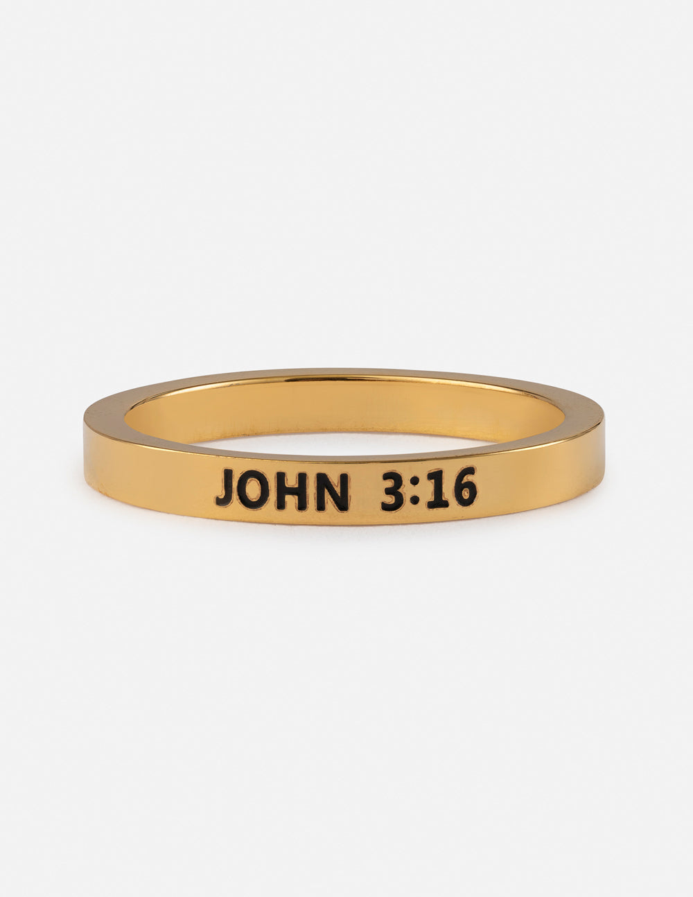 Gold Elevated Faith Ring Engraved with John 3:16, Perfect Christian Jewelry for Daily Inspiration