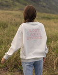 Elevated Faith Christian Crewneck Sweatshirt in White with 'Lost and Found' Graphic on Back