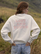 Elevated Faith Christian Crewneck Sweatshirt in cream with Lost and Found graphic design on back