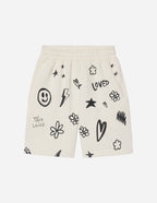 Elevated Faith Christian Shorts with playful doodle design and positive messages for casual comfort