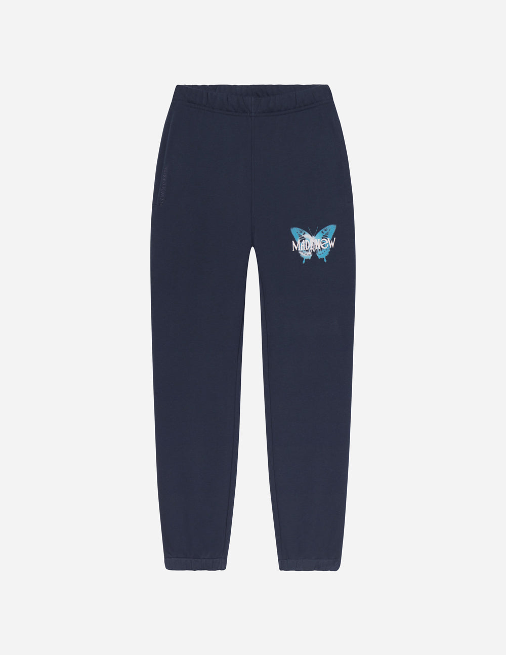Navy Elevated Faith Sweatpants featuring butterfly design, perfect for Christian Apparel enthusiasts
