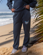 Elevated Faith Sweatpants in Navy Blue with a Stylish Christian Apparel Butterfly Design