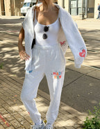 Elevated Faith Grey Sweatpants with Heart Designs for Casual Christian Apparel