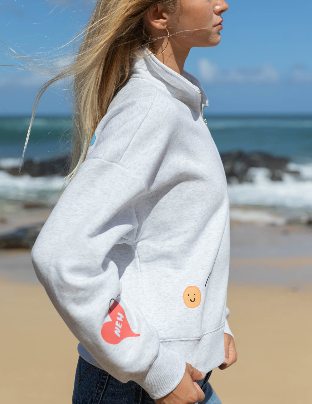 Elevated Faith Christian Jacket in Gray with Colorful Graphics for Casual Wear