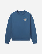 Elevated Faith Christian Crewneck Sweatshirt in blue with a stylish embroidered design