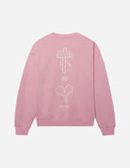 Elevated Faith Christian Crewneck Sweatshirt in Pink with Unique Graphic Designs on the Back