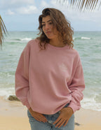Elevated Faith Christian Crewneck Sweatshirt in Pink, perfect for casual beach outings