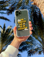 Elevated Faith Christian iPhone Case with the phrase On Earth as It Is in Heaven and cloud designs