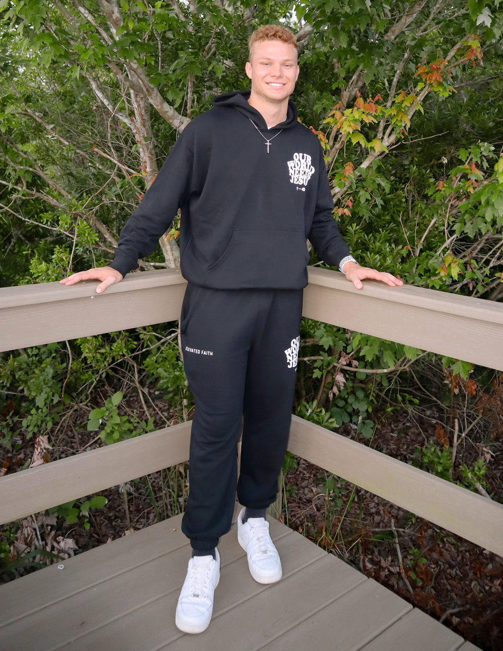 Elevated Faith black sweatpants featuring a comfortable fit, part of Christian Apparel collection