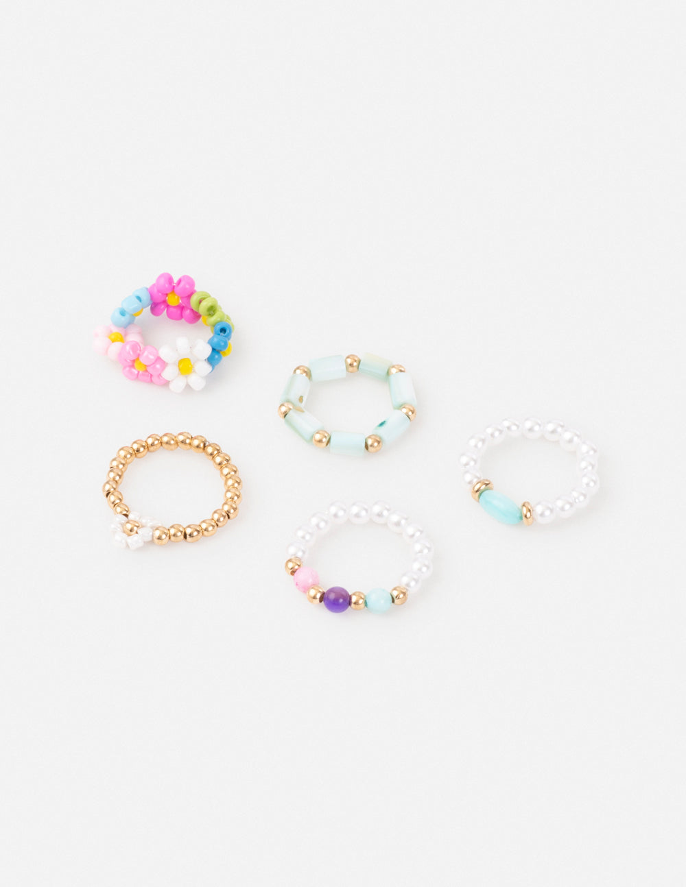 Set of colorful beaded rings from Elevated Faith as trendy Christian Jewelry for everyday wear