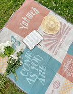 Elevated Faith Christian Gifts Blanket with Inspirational Texts and Colorful Designs for Outdoor Use
