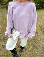 Elevated Faith Christian Crewneck Sweatshirt in lavender with 'Peace of God' embroidery for casual comfort