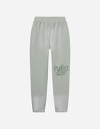 Light green sweatpants by Elevated Faith featuring 'Perfect Love' print, ideal for Christian Apparel enthusiasts