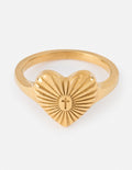 Gold heart-shaped ring with cross design, perfect for Christian Jewelry lovers