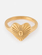 Gold heart-shaped ring with cross design, perfect for Christian Jewelry lovers