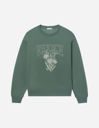 Elevated Faith Christian Crewneck Sweatshirt in Green with Floral Rejoice Design