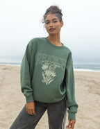 Elevated Faith Christian Crewneck Sweatshirt in Green with Rejoice Floral Design for Casual Wear
