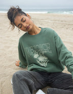 Elevated Faith Christian Crewneck Sweatshirt with Rejoice and Bloom Graphic in Sage Green
