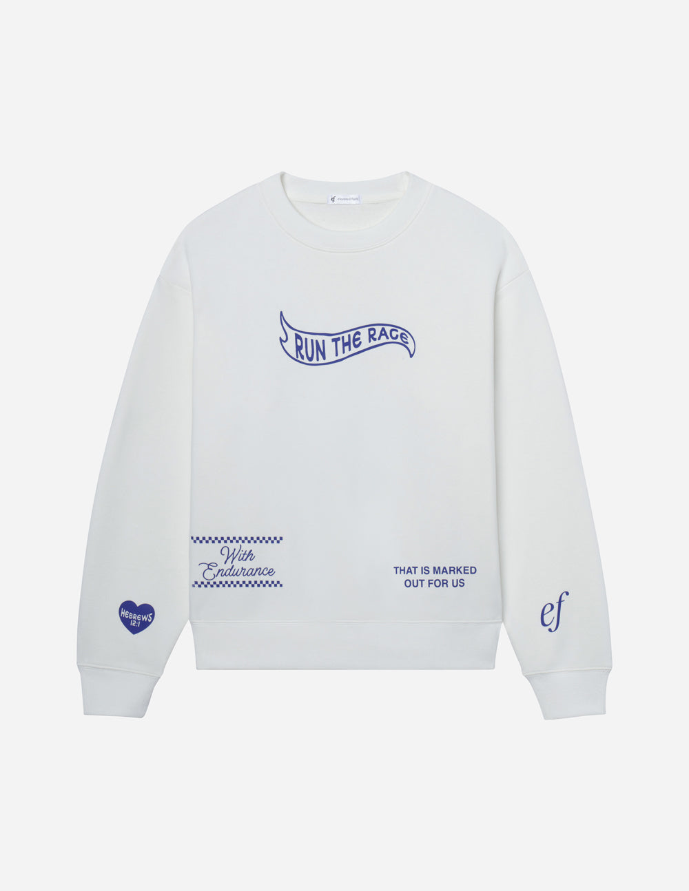 Elevated Faith Christian Crewneck Sweatshirt in White with Inspirational Text and Comfortable Fit