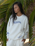 Elevated Faith Christian Crewneck Sweatshirt in White with 'Run the Race' Design