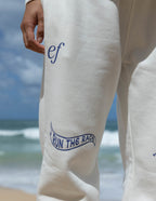 Elevated Faith Sweatpants in White with 'Run the Race' Design, Ideal for Christian Apparel Enthusiasts