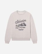 Elevated Faith Christian Crewneck Sweatshirt in light gray with 'Salvation' graphic design and cozy fit