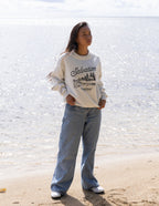 Elevated Faith Christian Crewneck Sweatshirt featuring a Salvation graphic on a beach setting