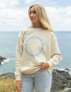 Elevated Faith Christian Crewneck Sweatshirt in Cream with Inspirational Blue Text for Casual Wear