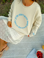 Comfortable Cream Christian Crewneck Sweatshirt with Blue Star Print for Casual Wear