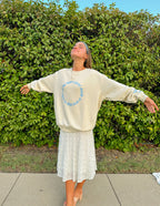 Elevated Faith Christian Crewneck Sweatshirt in light beige with inspirational circular graphic design