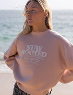Elevated Faith Christian Crewneck Sweatshirt in soft pink with floral Stay Rooted design