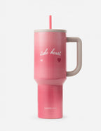Pink Elevated Faith Tumbler with take heart design, ideal Christian Gifts for everyday use