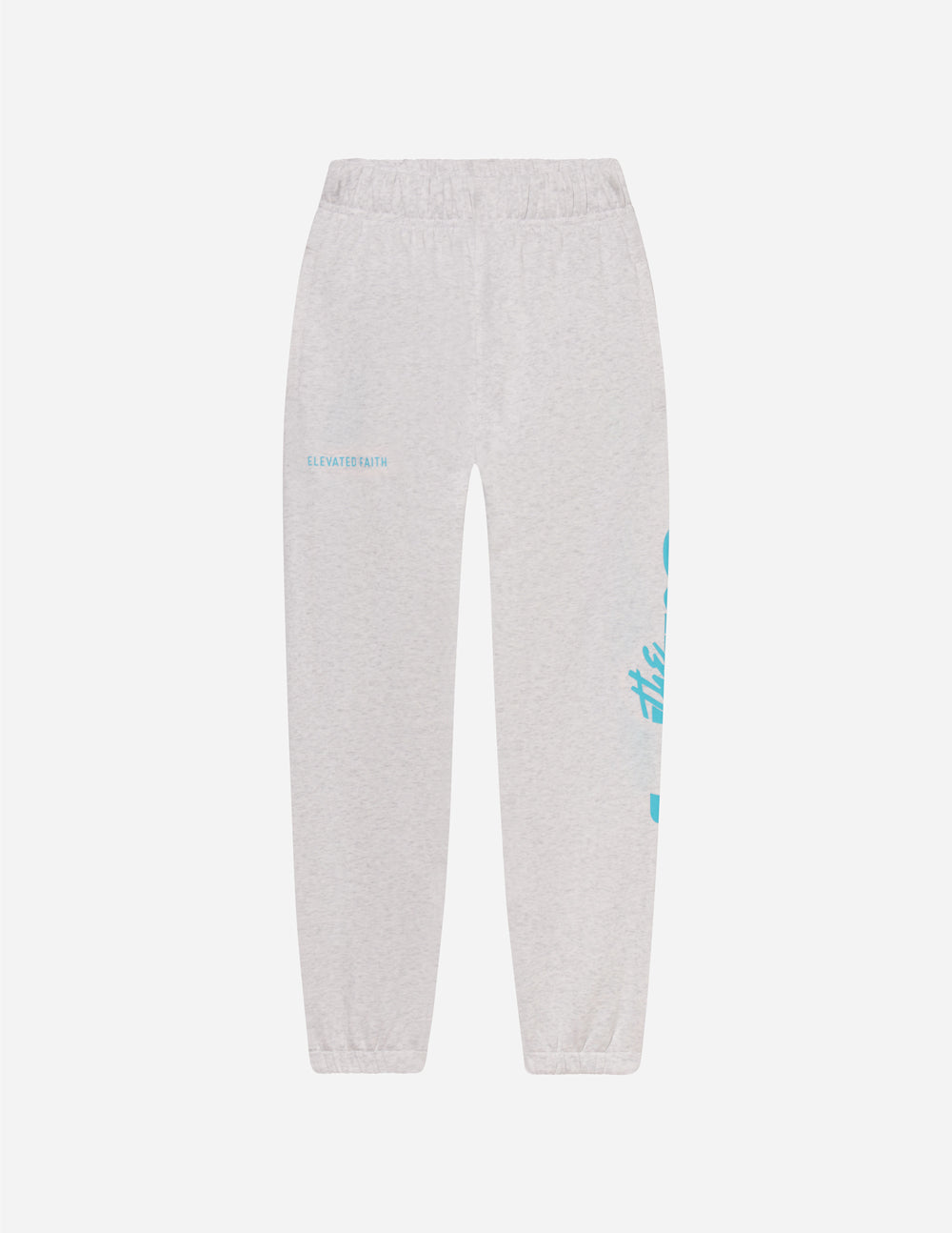 Elevated Faith Light Grey Sweatpants with Quote Design, Ideal for Christian Apparel Wearers