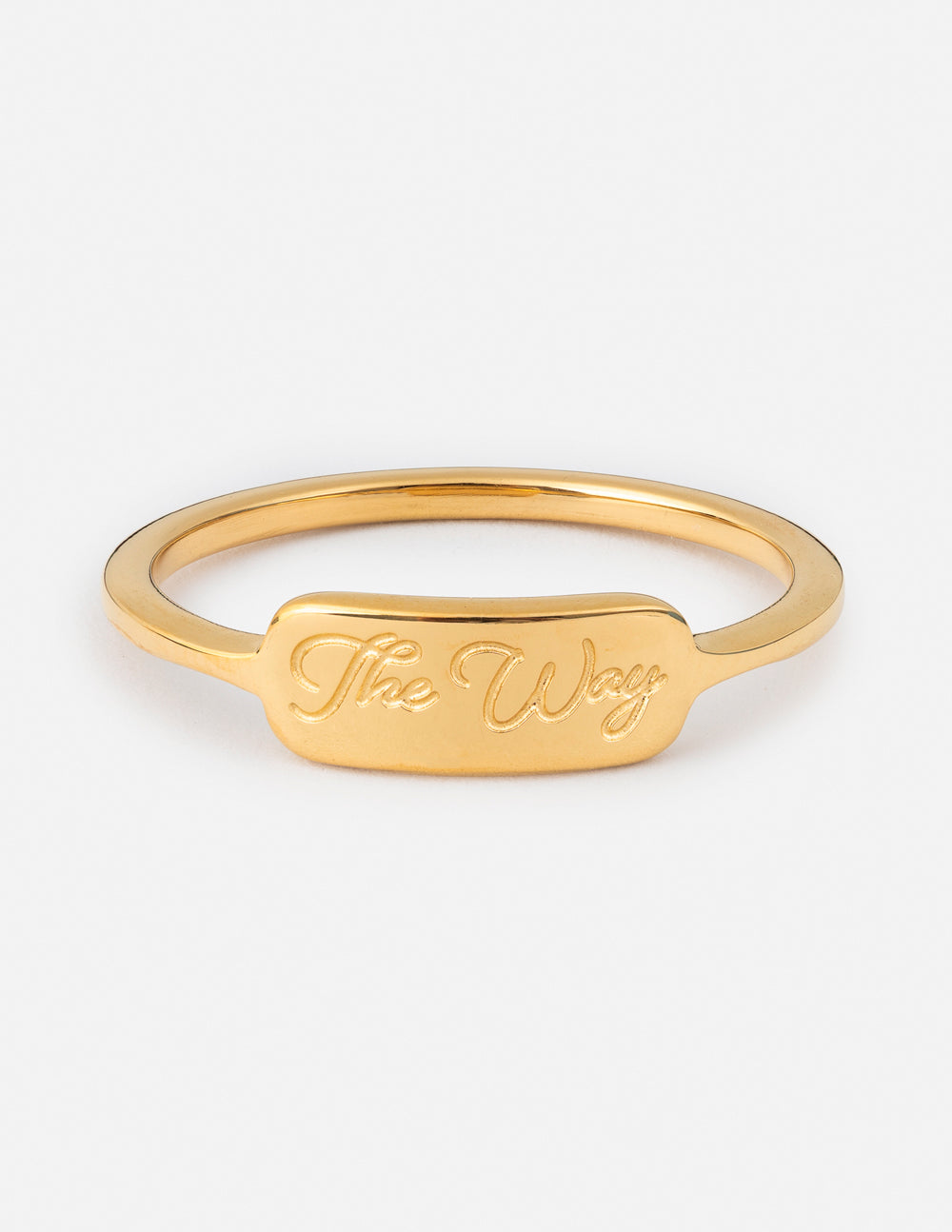 Elevated Faith Gold Ring with 'The Way' Inscription, Perfect Christian Jewelry for Daily Wear