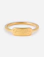 Elevated Faith Gold Ring with 'The Way' Inscription, Perfect Christian Jewelry for Daily Wear
