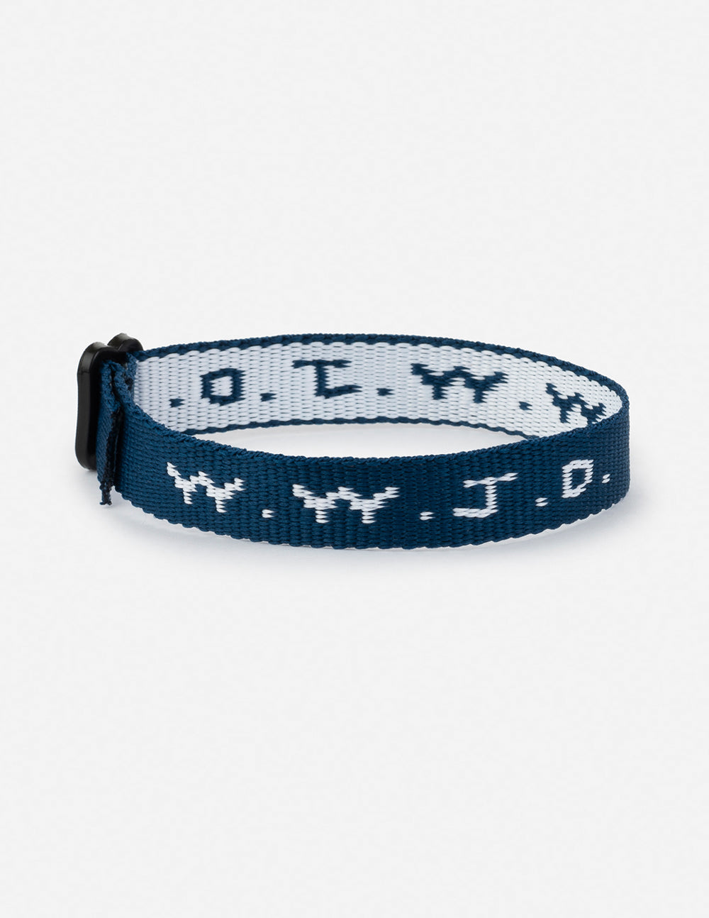 Elevated Faith Christian Jewelry Bracelet with W.W.J.D. design in navy blue color