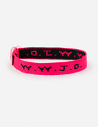 Elevated Faith Christian Jewelry Bracelet in pink with W.Y.J.D. woven design for inspirational wear