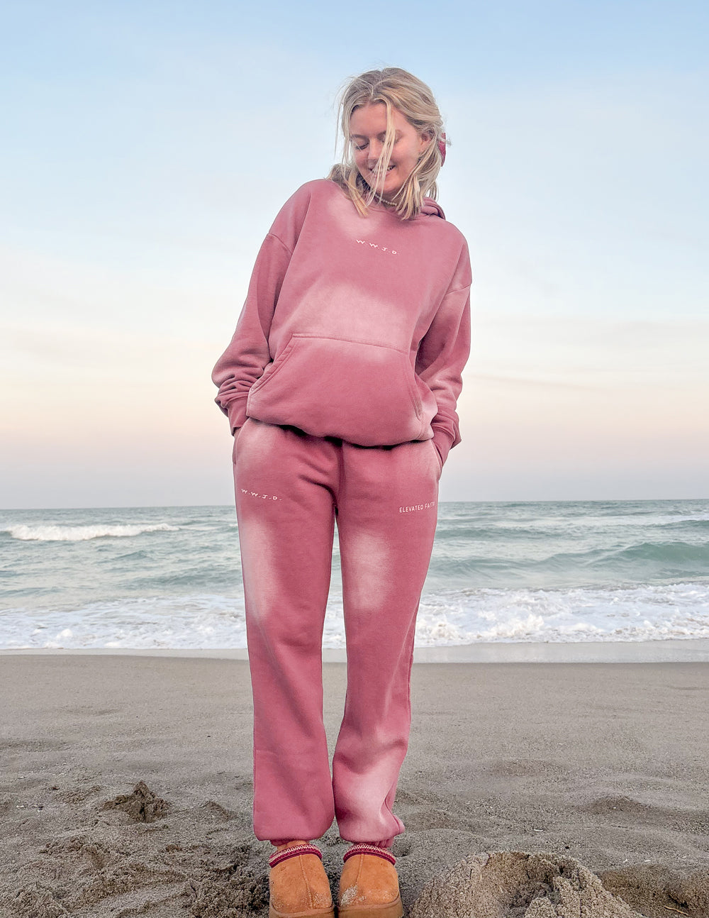 Elevated Faith Pink Tie-Dye Sweatpant for Women, part of Christian Apparel collection, perfect for casual wear