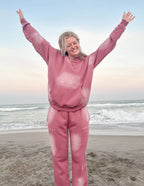 Elevated Faith pink tie-dye sweatpants for casual wear in Christian Apparel style