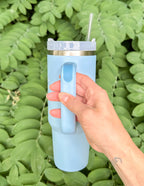Elevated Faith Blue Tumbler with Handle and Straw, perfect Christian Gifts for daily hydration