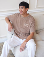 Elevated Faith Christian Apparel T-Shirt in brown featuring 'Jesus is Friends' design for casual wear