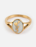 Gold Elevated Faith Ring with Floral Design, a stylish piece of Christian Jewelry