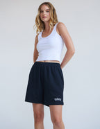 Elevated Faith Women's Christian Shorts in Black with a Comfortable Elastic Waistband