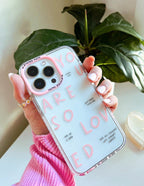 Christian iPhone Case with 'You Are So Loved' design in pink and clear finish for encouragement