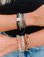 Stylish string bracelet collection showcasing Elevated Faith's Christian Jewelry Bracelet for everyday wear