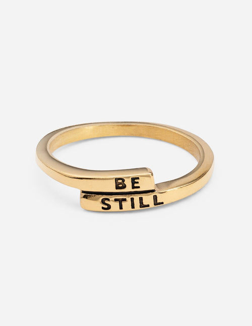 Elevated Faith Be Still Ring in Gold, a unique piece of Christian Jewelry for daily inspiration