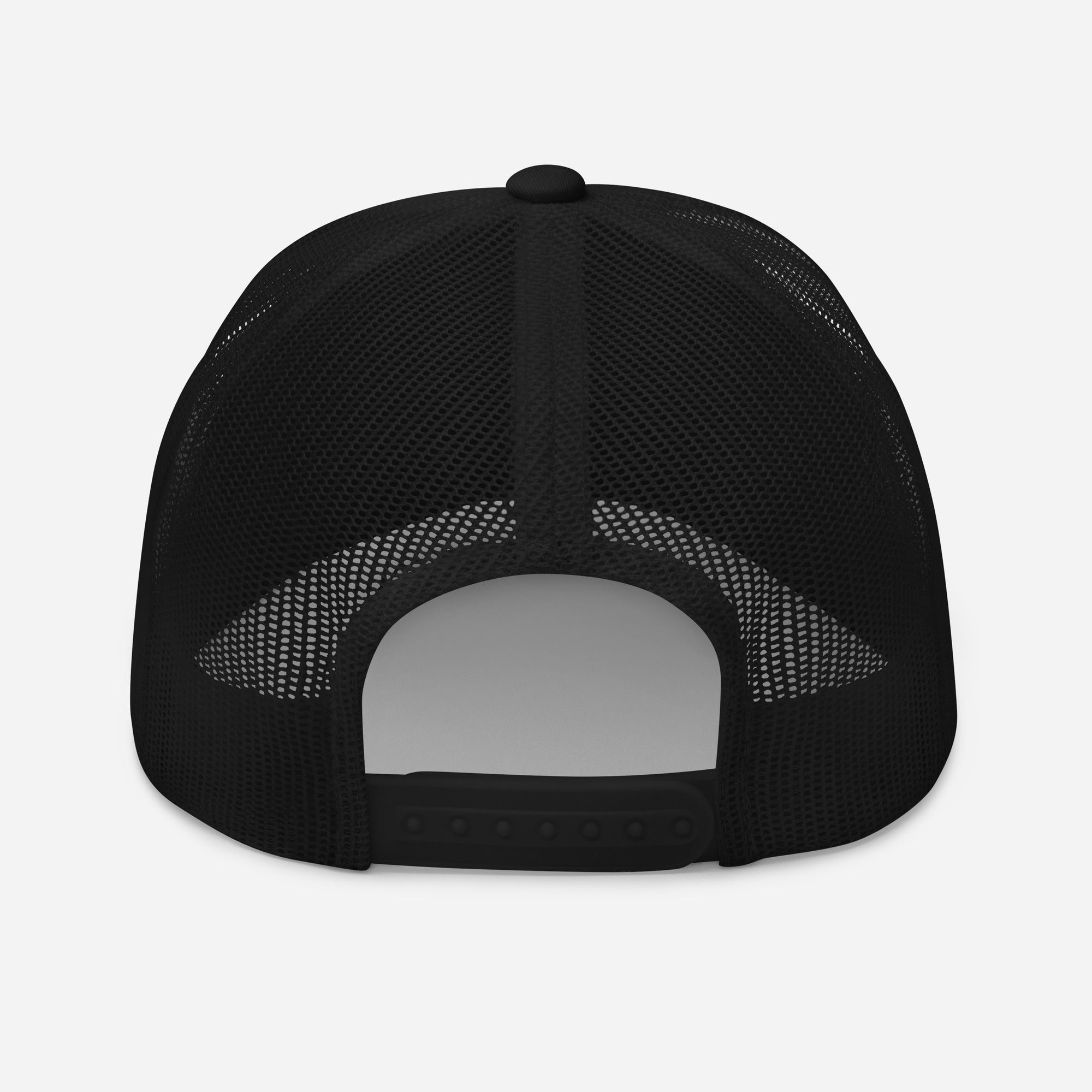 Back view of the Christian Embroidered Hat featuring a mesh design for breathability