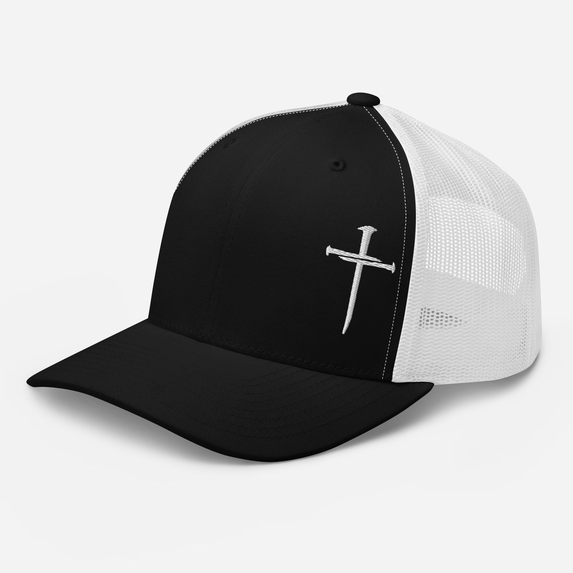 Rep The One Christian Embroidered Hat in black and white with a sword design on the front